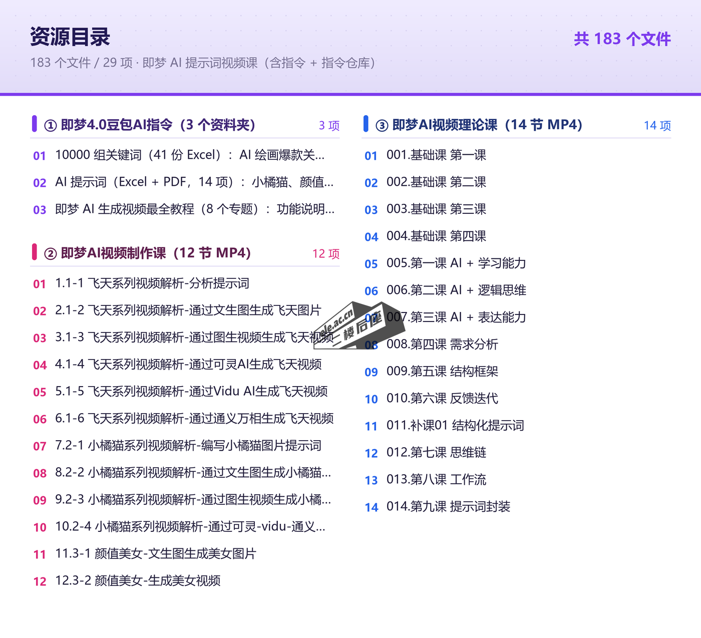 图片[1]-即梦AI提示词视频课含指令+指令仓库：10000 组关键词 + 飞天、小橘猫、颜值美女实战-二楼后座