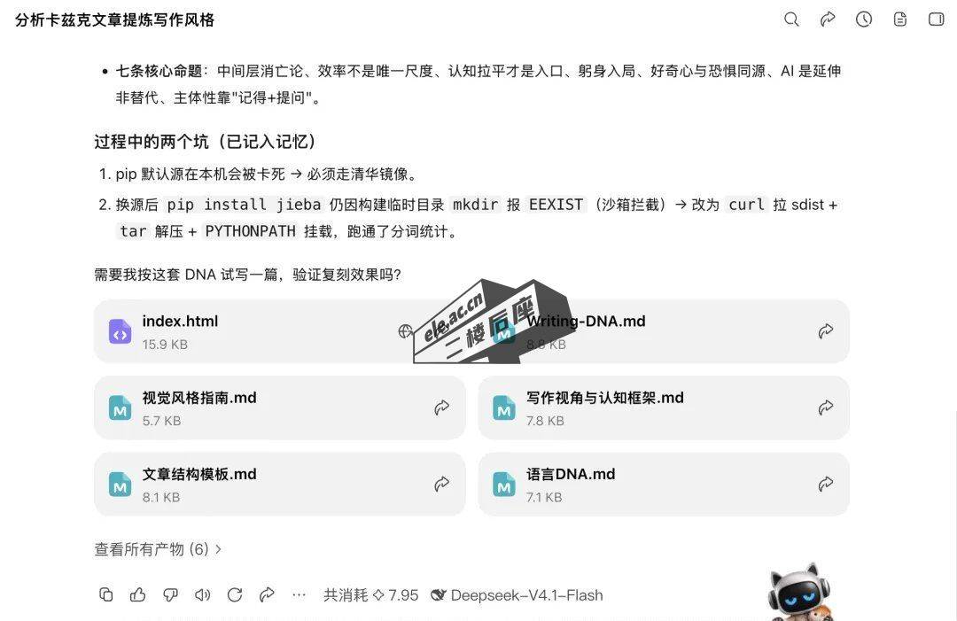 写作蒸馏器产物：Writing-DNA.md 等 6 个可反复调用的写作资产文件
